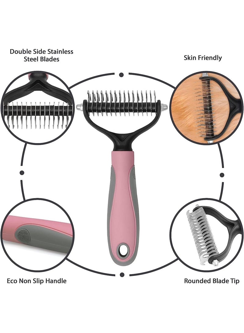 فيرست برو فرشاة تمشيط وإزالة تشابك الشعر للحيوانات الأليفة 2-في-1 – مشط مزدوج الجانب للكلاب والقطط لإزالة الفرو المتشابك والطبقة السفلية – شفرات من الفولاذ المقاوم للصدأ ومقبض مريح - Image 4